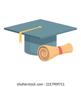 Graduation hat icon cartoon vector. Award certificate. Course honor