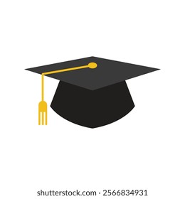 Graduation hat icon for ceremony. University academic graduation caps with tassel. Vector illustration.