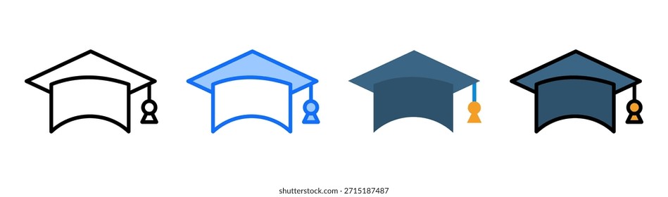 Conjunto de Colección de íconos de sombrero de graduación Estilo múltiple