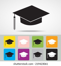 graduation hat icon with color variations. Vector EPS 10.