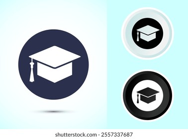 Graduation hat icon design, academic cap icon for apps and websites