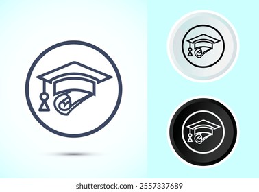 Graduation hat icon design, academic cap icon for apps and websites