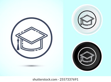 Graduation hat icon design, academic cap icon for apps and websites