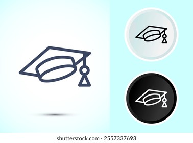 Graduation hat icon design, academic cap icon for apps and websites