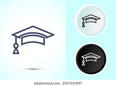 Graduation hat icon design, academic cap icon for apps and websites