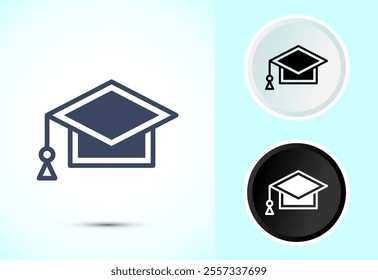 Graduation hat icon design, academic cap icon for apps and websites