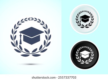 Graduation hat icon design, academic cap icon for apps and websites