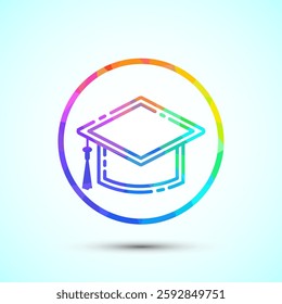 Graduation hat icon design, academic cap icon for apps and websites. Low poly style