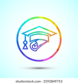 Graduation hat icon design, academic cap icon for apps and websites. Low poly style