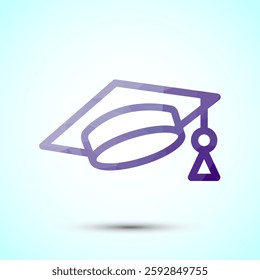 Graduation hat icon design, academic cap icon for apps and websites. Low poly style