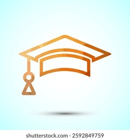 Graduation hat icon design, academic cap icon for apps and websites. Low poly style