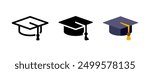 Graduation hat icon. Education cap symbol. Student hat vector illustration. College, school and university graduation ceremony sign. Academical degree pictogram isolated.