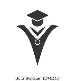 Graduation Hat icon. Education logo. Graduate symbol. Vector Eps 08.
