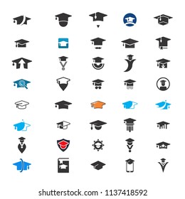 Graduation Hat icon. Education logo. Graduate symbol. Vector Eps 08.