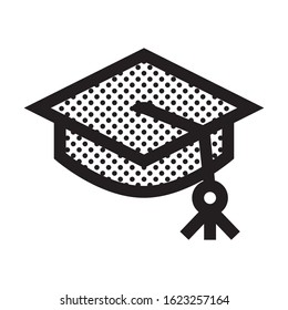 Graduation Hat. Icon Filled with Dots.