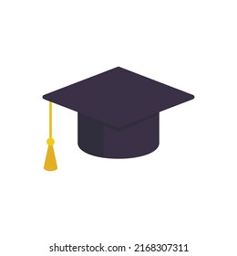 Icono de sombrero de graduación. Ilustración plana del icono del vector de graduación aislado en fondo blanco