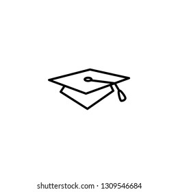 Graduation Hat Icon In Flat Style Vector For App, UI, Websites. Black Icon Vector Illustration.