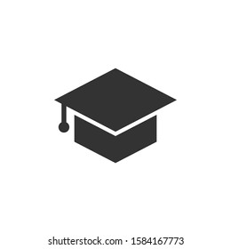 Graduation hat icon in flat style. Student cap vector illustration on white isolated background. University business concept.