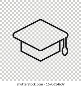 Graduation hat icon in flat style. Student cap vector illustration on white isolated background. University business concept.