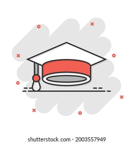 Graduation hat icon in flat style. Student cap vector illustration on white isolated background. University business concept.