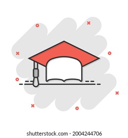 Graduation hat icon in flat style. Student cap vector illustration on white isolated background. University business concept.