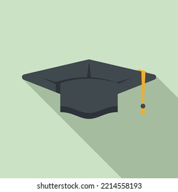 Graduation hat icon flat vector. College diploma. University student