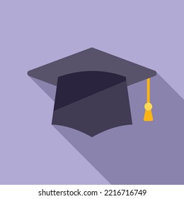 Graduation hat icon flat vector. Study exam. Academic paper