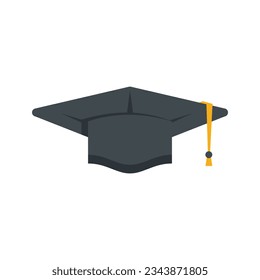 Graduation hat icon flat vector. College diploma. University student isolated