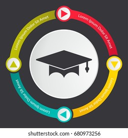 graduation hat icon, graduate infographics template