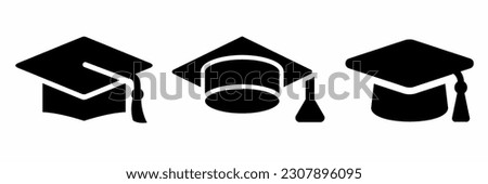 Graduation hat icon illustration collection. Vector illustration.