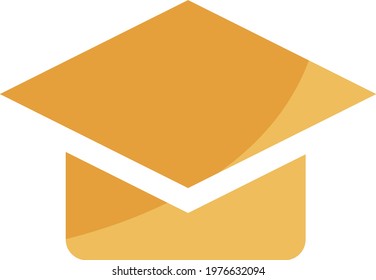 Graduation hat, icon illustration, vector on white background