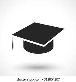 Graduation hat icon isolated on white background. Education symbol.