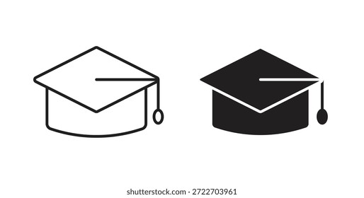 Graduação ícone de chapéu isolado vetor Ilustração. Pictograma vetorial para web e app
