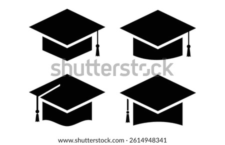 Graduation hat icon, mortarboard cap symbol vector template