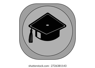 Graduation hat icon on a rounded square button for student mobile apps