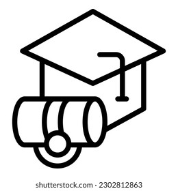 Graduation hat icon outline vector. Online private. School lesson