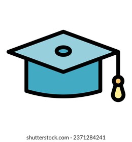 Graduation hat icon outline vector. Security police. Officer road color flat