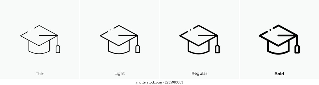 graduation hat icon. Thin, Light Regular And Bold style design isolated on white background