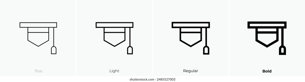 graduation hat icon. Thin, Light Regular And Bold style design isolated on white background