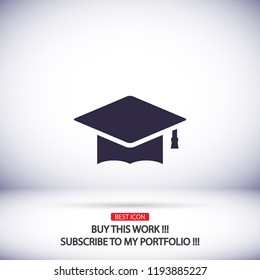 Graduation hat  icon vector 10 EPS