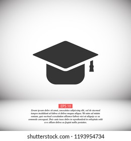 Graduation hat  icon vector 10 EPS