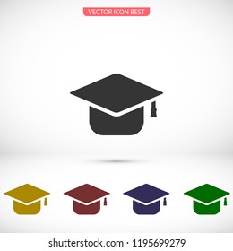Graduation hat  icon vector 10 EPS