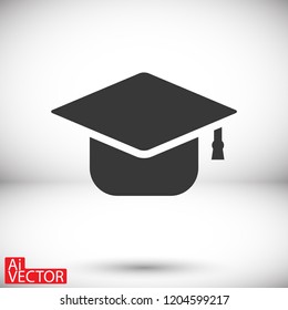 Graduation hat  icon vector 10 EPS