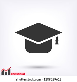 Graduation hat  icon vector 10 EPS