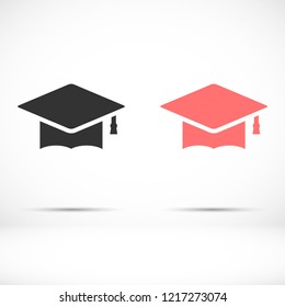 Graduation hat  icon vector 10 EPS