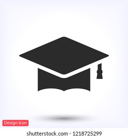 Graduation hat  icon vector 10 EPS