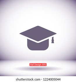 Graduation hat  icon vector 10 EPS