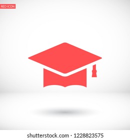 Graduation hat  icon vector 10 EPS