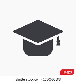 Graduation hat  icon vector 10 EPS