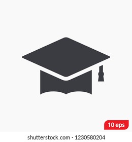 Graduation hat  icon vector 10 EPS
